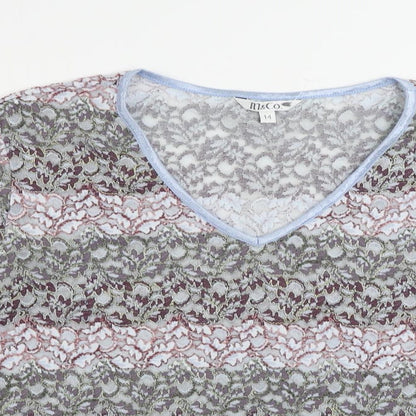 Womens UK Size 14 M&Co Multicoloured Basic Blouse