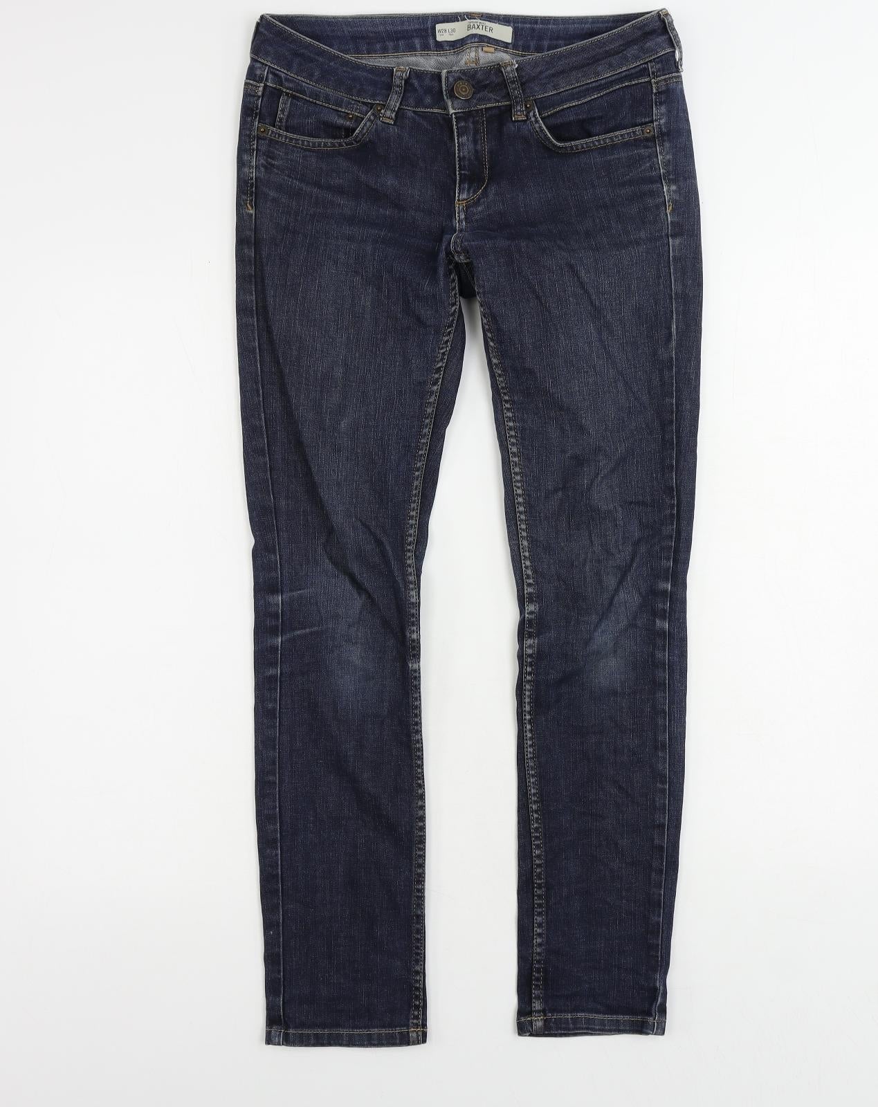 Topshop Womens Blue Cotton Skinny Jeans Size 28 in L30 in Regular Zip