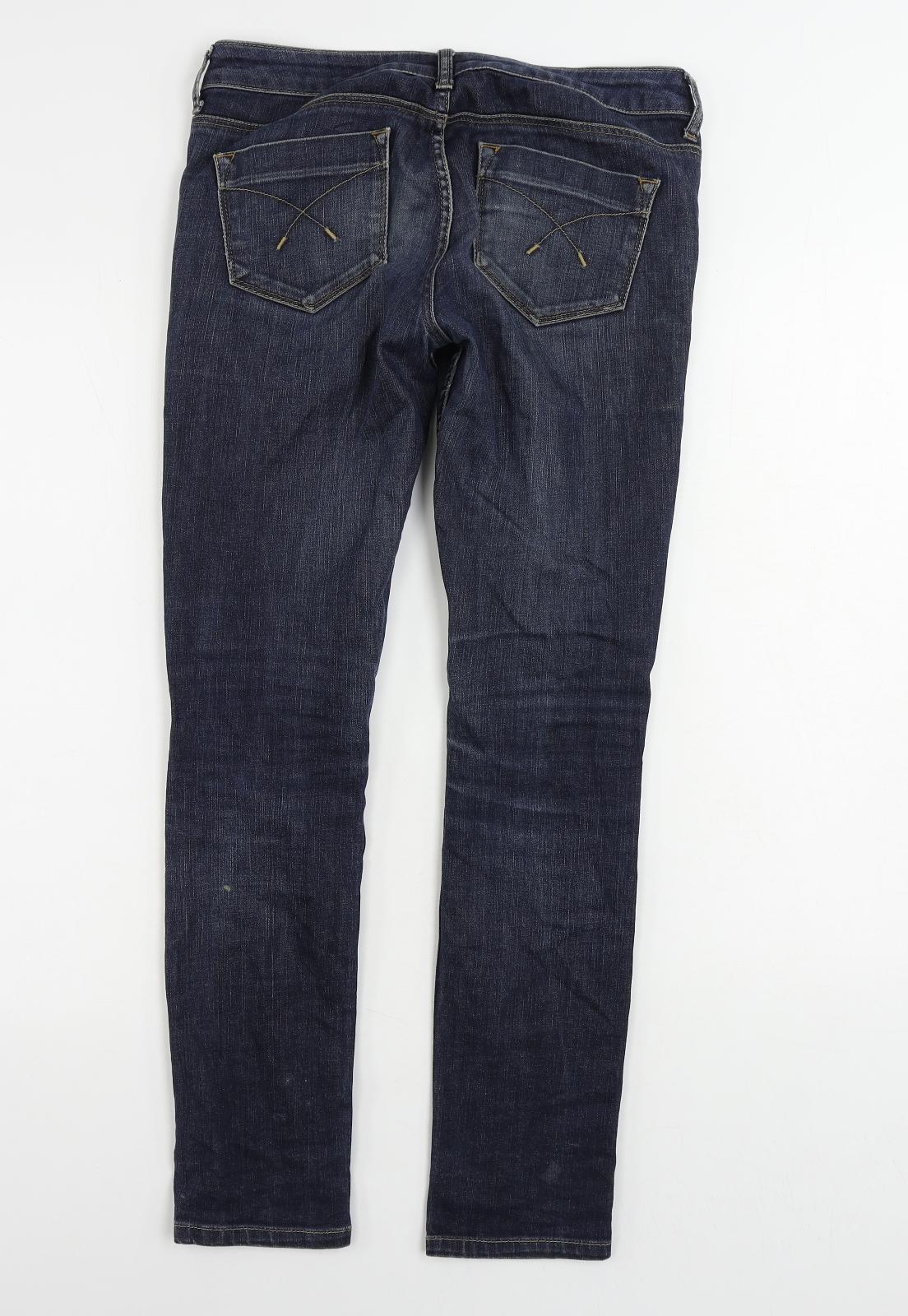 Topshop Womens Blue Cotton Skinny Jeans Size 28 in L30 in Regular Zip
