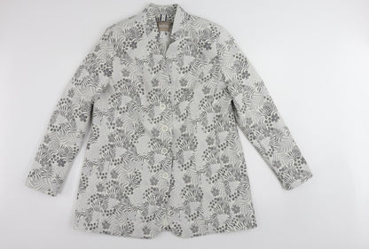 Mona Womens Grey Floral Jacket Blazer Size 20 Button