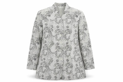 Mona Womens Grey Floral Jacket Blazer Size 20 Button