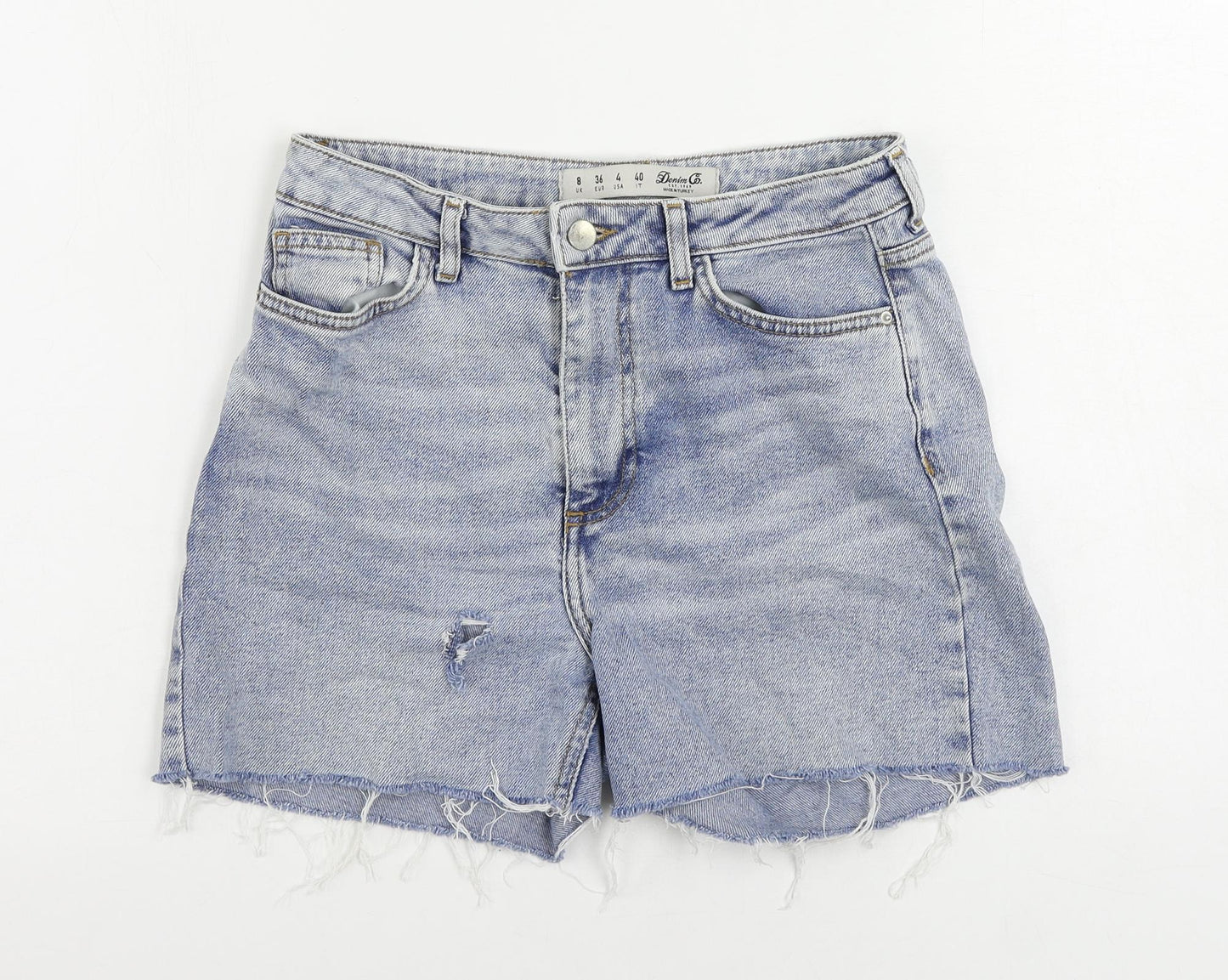 Denim & Co. Womens Blue Cotton Cut-Off Shorts Size 8 L4 in Regular Zip - Distressed
