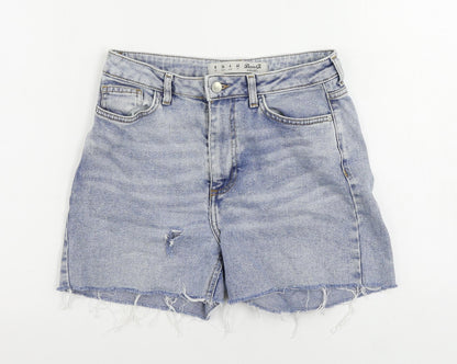 Denim & Co. Womens Blue Cotton Cut-Off Shorts Size 8 L4 in Regular Zip - Distressed