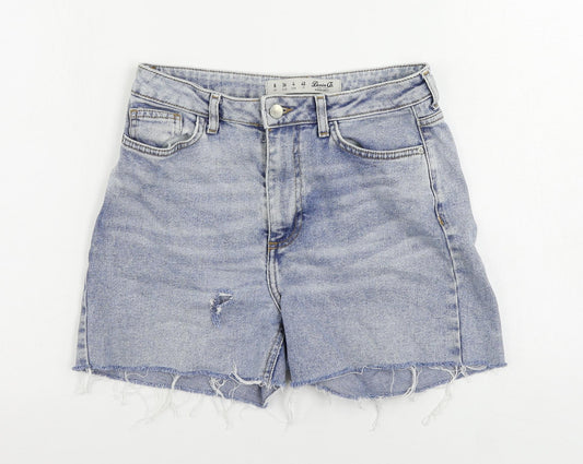 Denim & Co. Womens Blue Cotton Cut-Off Shorts Size 8 L4 in Regular Zip - Distressed