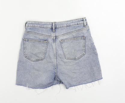 Denim & Co. Womens Blue Cotton Cut-Off Shorts Size 8 L4 in Regular Zip - Distressed