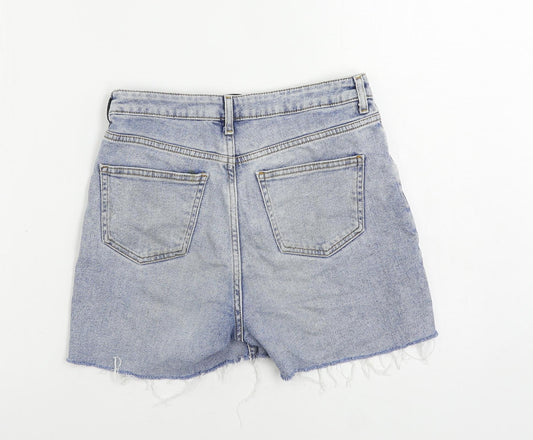 Denim & Co. Womens Blue Cotton Cut-Off Shorts Size 8 L4 in Regular Zip - Distressed