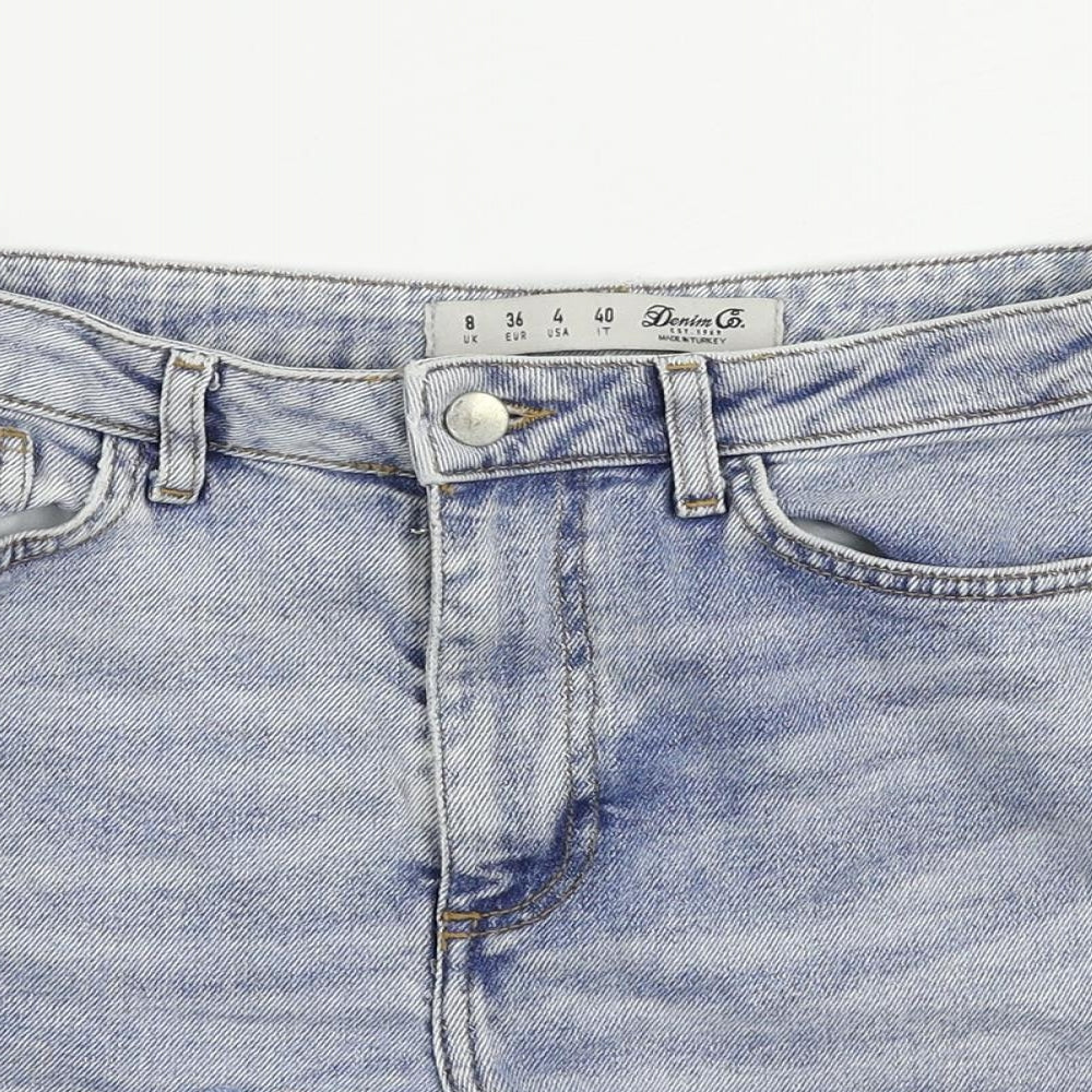 Denim & Co. Womens Blue Cotton Cut-Off Shorts Size 8 L4 in Regular Zip - Distressed