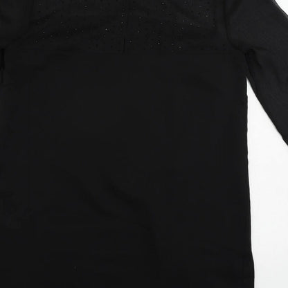 NEXT Womens Black Polyester A-Line Size 12 Round Neck Button - Embellished