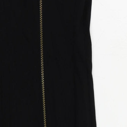 River Island Womens Black Viscose Bodycon Size 10 Mock Neck Zip