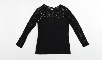 Womens UK Size 8 Julien Macdonald Black Basic Blouse