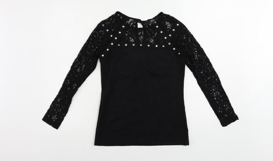 Womens UK Size 8 Julien Macdonald Black Basic Blouse