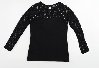 Womens UK Size 8 Julien Macdonald Black Basic Blouse