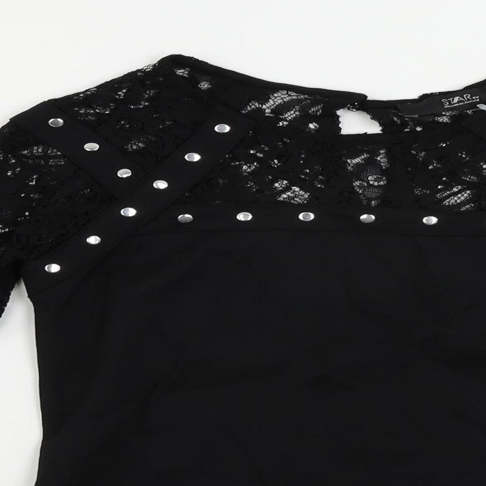 Womens UK Size 8 Julien Macdonald Black Basic Blouse