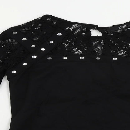 Womens UK Size 8 Julien Macdonald Black Basic Blouse