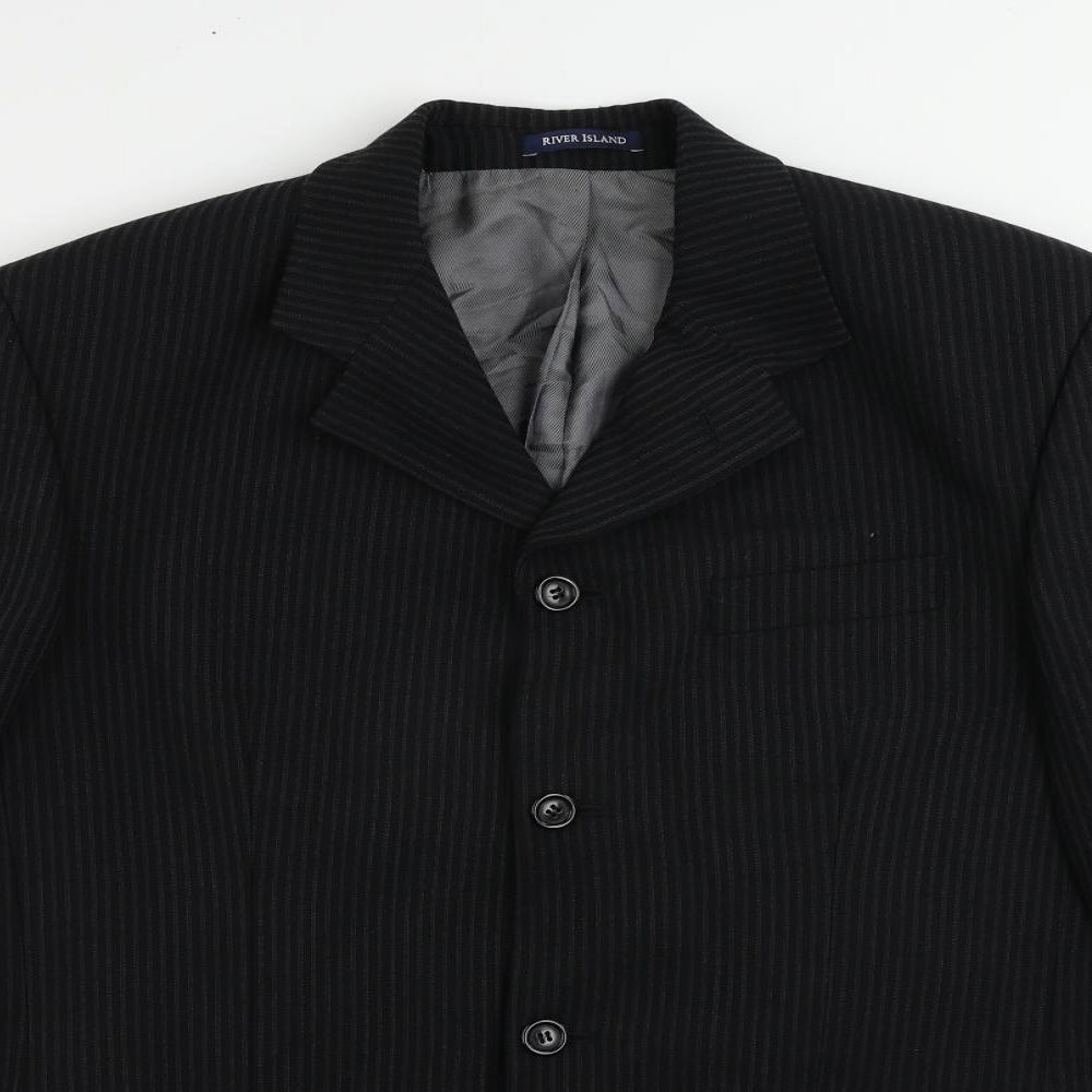 Mens UK Size 40 River Island Regular Black Suit Jacket
