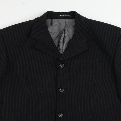 Mens UK Size 40 River Island Regular Black Suit Jacket