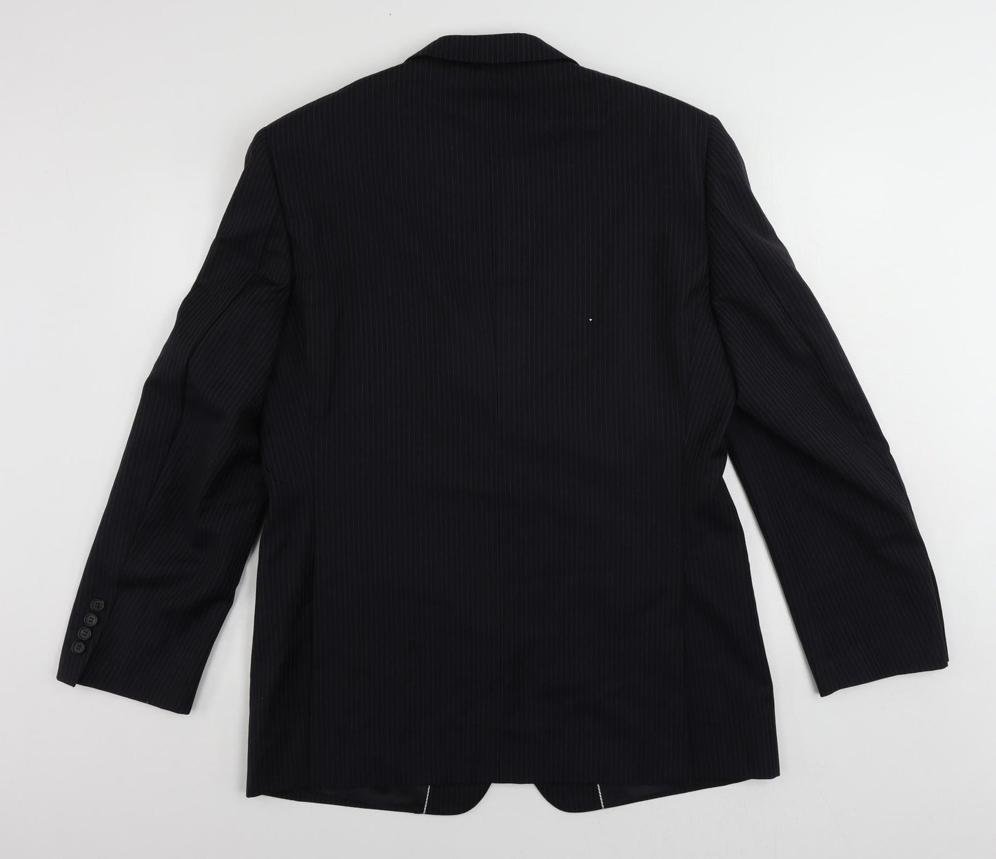 Autograph Mens Blue Striped Wool Jacket Suit Jacket Size 40 Regular