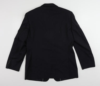 Autograph Mens Blue Striped Wool Jacket Suit Jacket Size 40 Regular