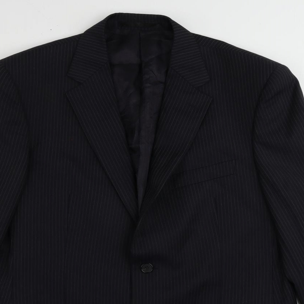 Autograph Mens Blue Striped Wool Jacket Suit Jacket Size 40 Regular