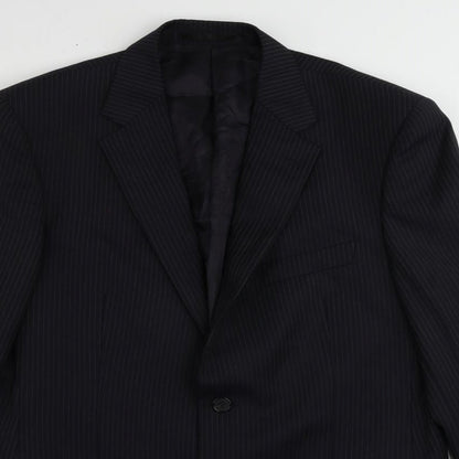 Autograph Mens Blue Striped Wool Jacket Suit Jacket Size 40 Regular