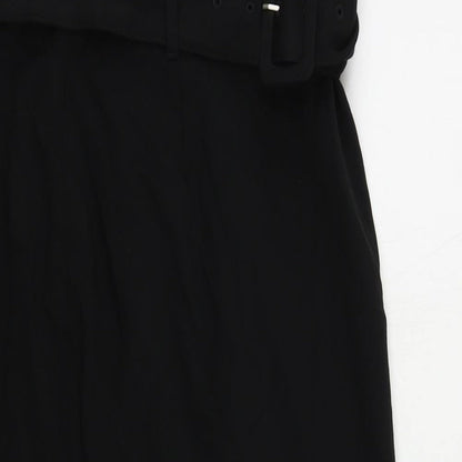 Marks and Spencer Womens Black Polyester A-Line Skirt Size 8 Zip - Belted