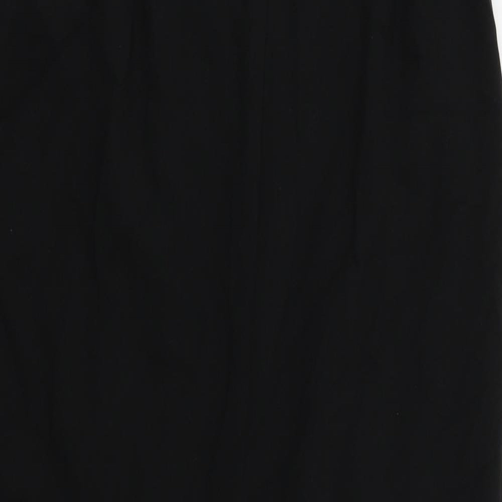 Marks and Spencer Womens Black Polyester A-Line Skirt Size 8 Zip - Belted