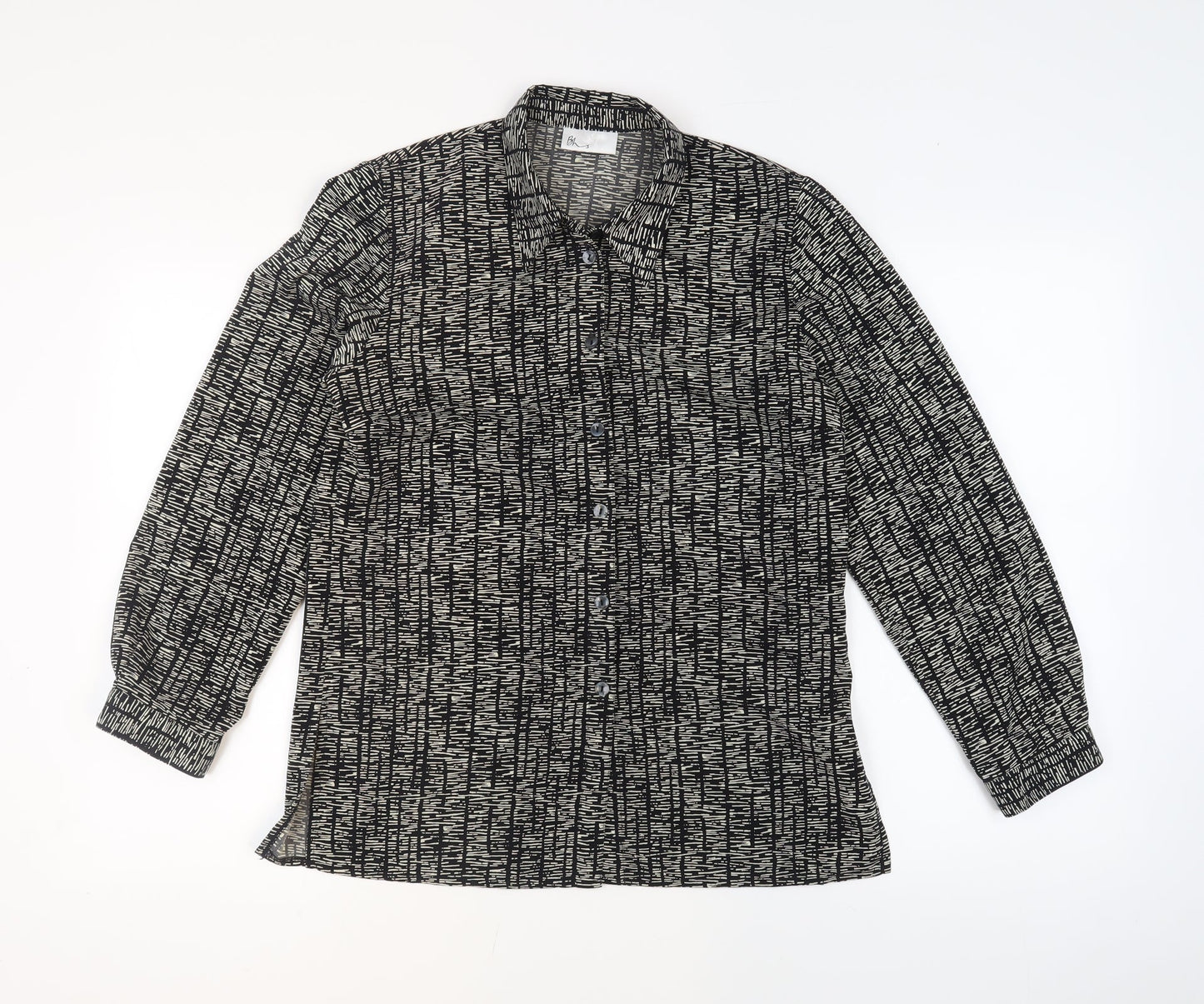 Womens UK Size 12 BHS Black Basic Button-Up