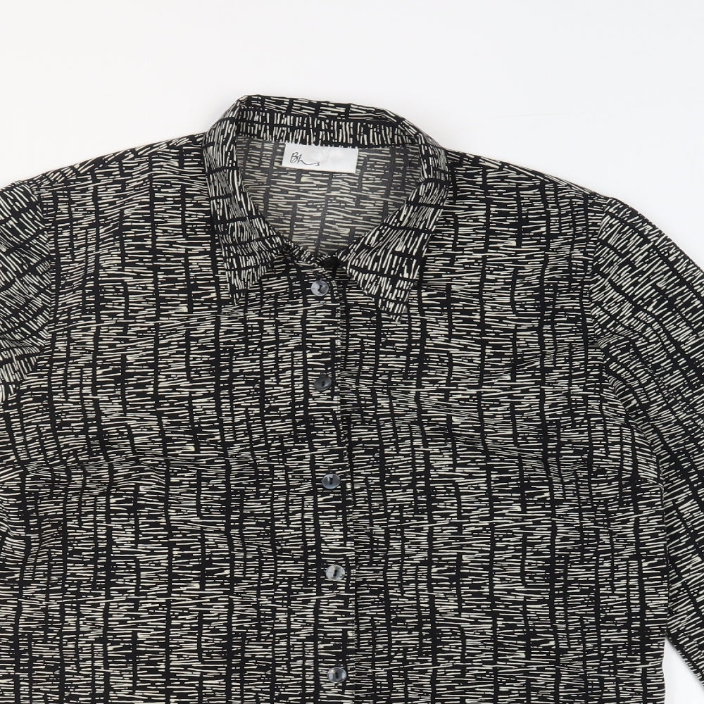 Womens UK Size 12 BHS Black Basic Button-Up