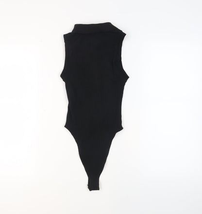 Zara Womens Black Cotton Bodysuit One-Piece Size S Button