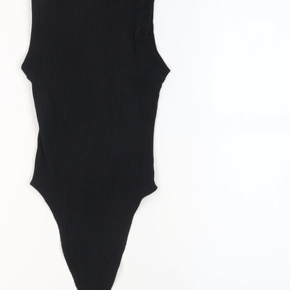 Zara Womens Black Cotton Bodysuit One-Piece Size S Button