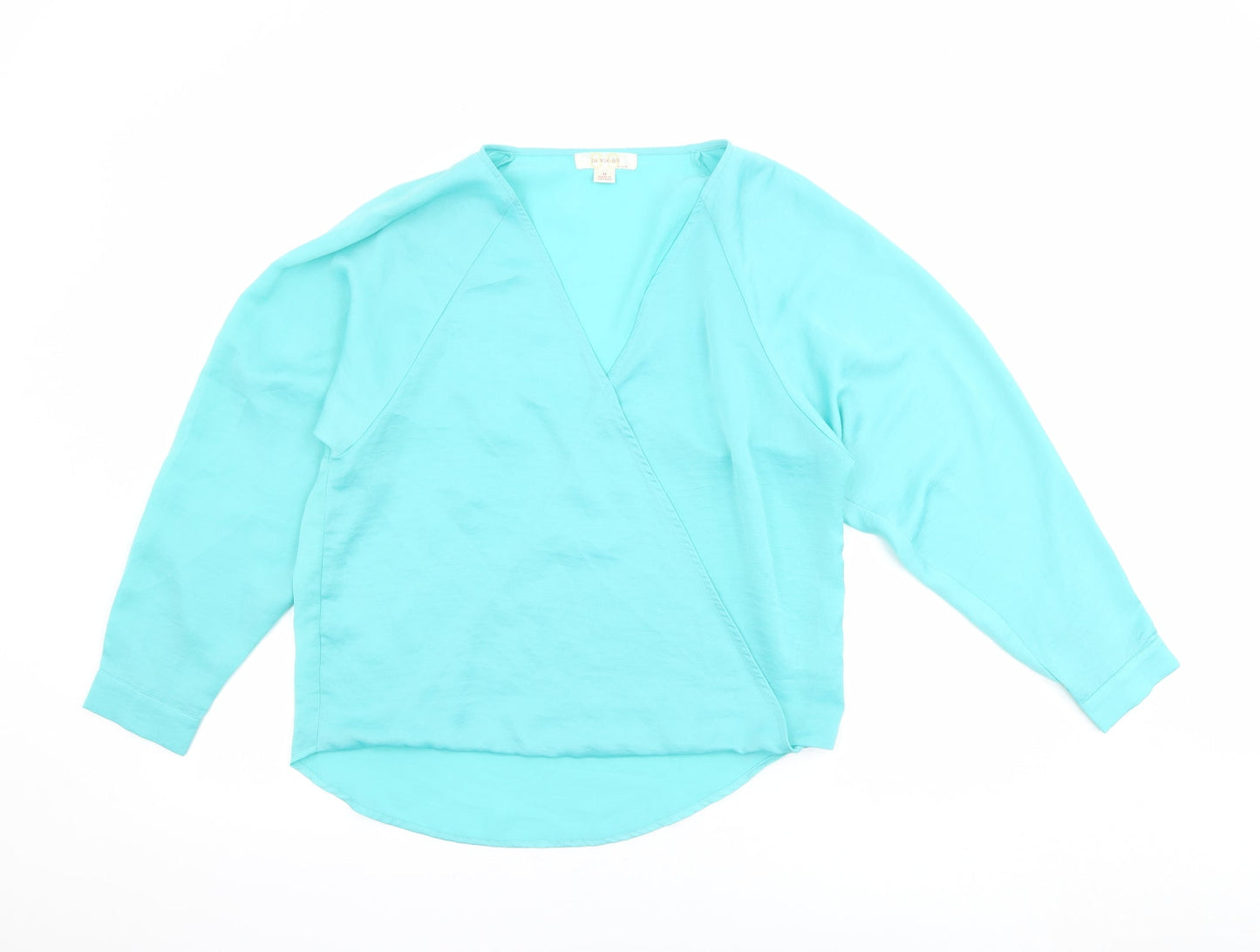 la vie 89 Womens Green Polyester Basic Blouse Size M V-Neck