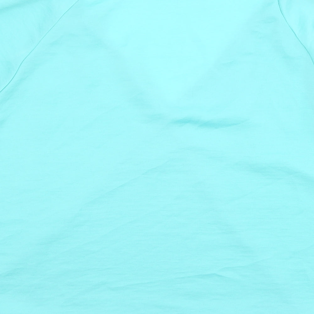 la vie 89 Womens Green Polyester Basic Blouse Size M V-Neck