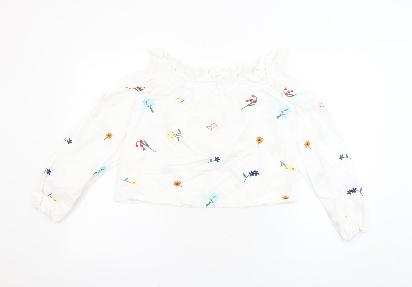 Womens UK Size 6 Topshop White Cropped Blouse