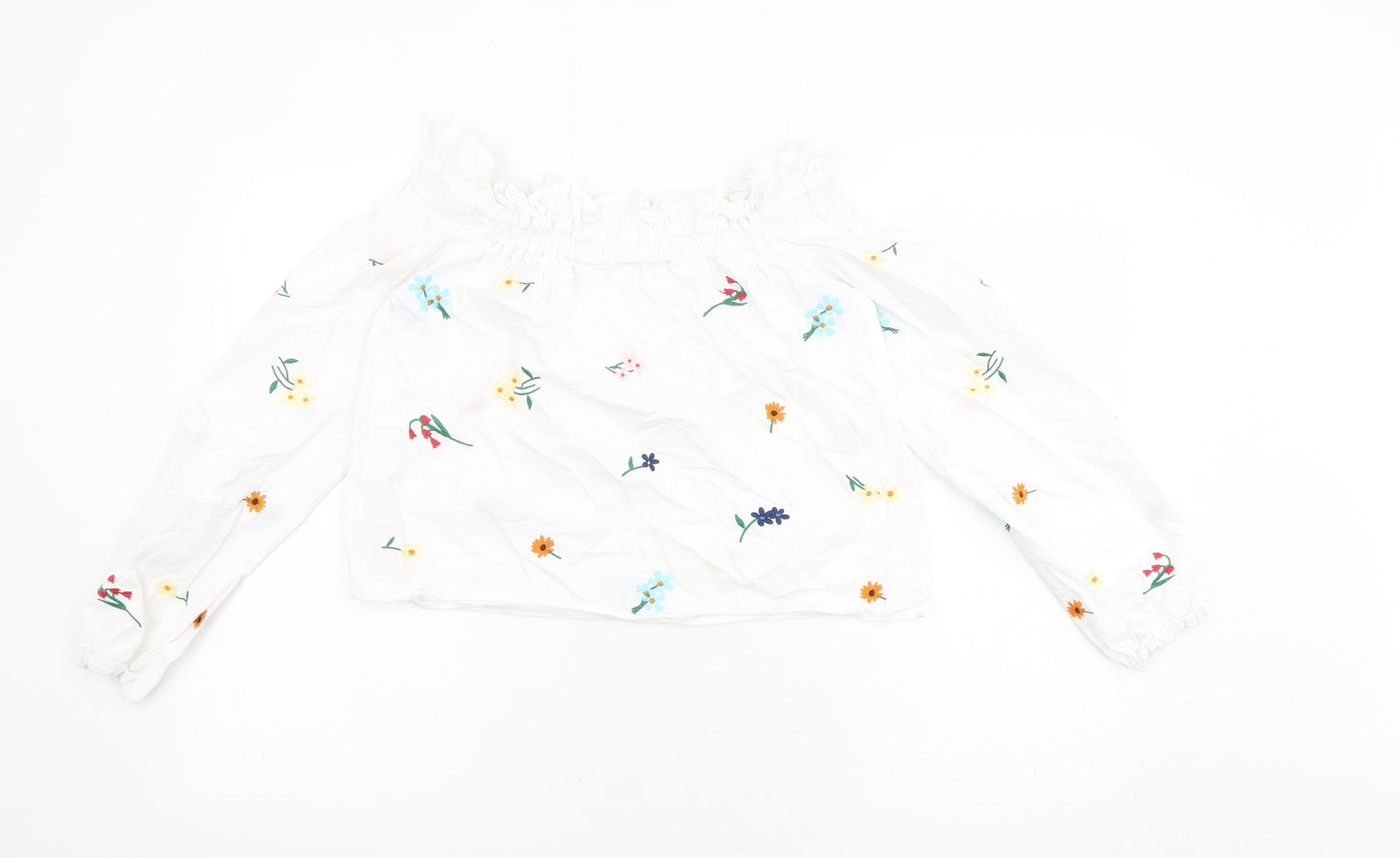 Womens UK Size 6 Topshop White Cropped Blouse