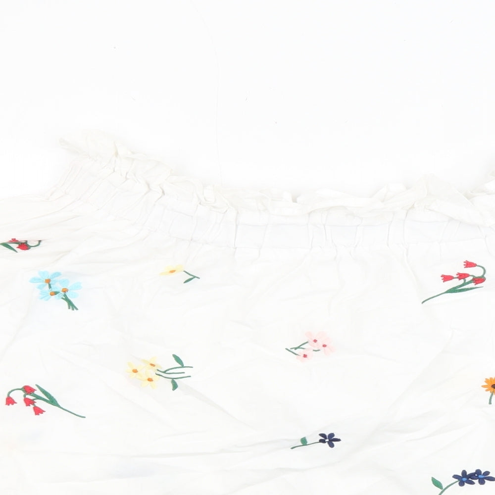 Womens UK Size 6 Topshop White Cropped Blouse