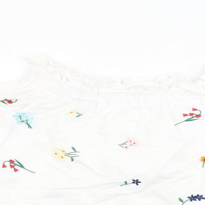 Womens UK Size 6 Topshop White Cropped Blouse