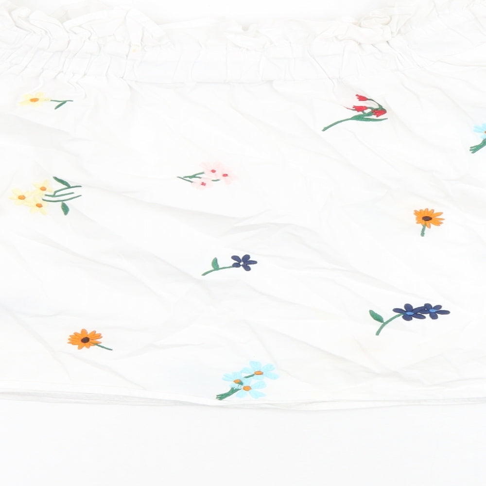 Womens UK Size 6 Topshop White Cropped Blouse