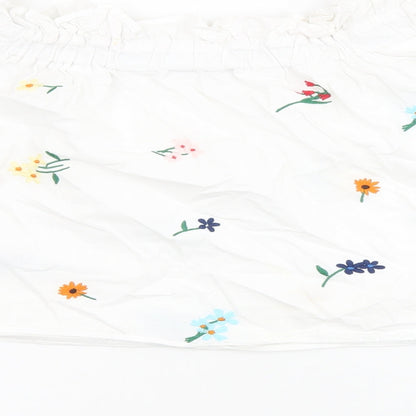 Womens UK Size 6 Topshop White Cropped Blouse