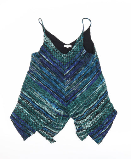 Apricot Womens Multicoloured Geometric Viscose Basic Tank Size 12 V-Neck - Asymmetric Hem