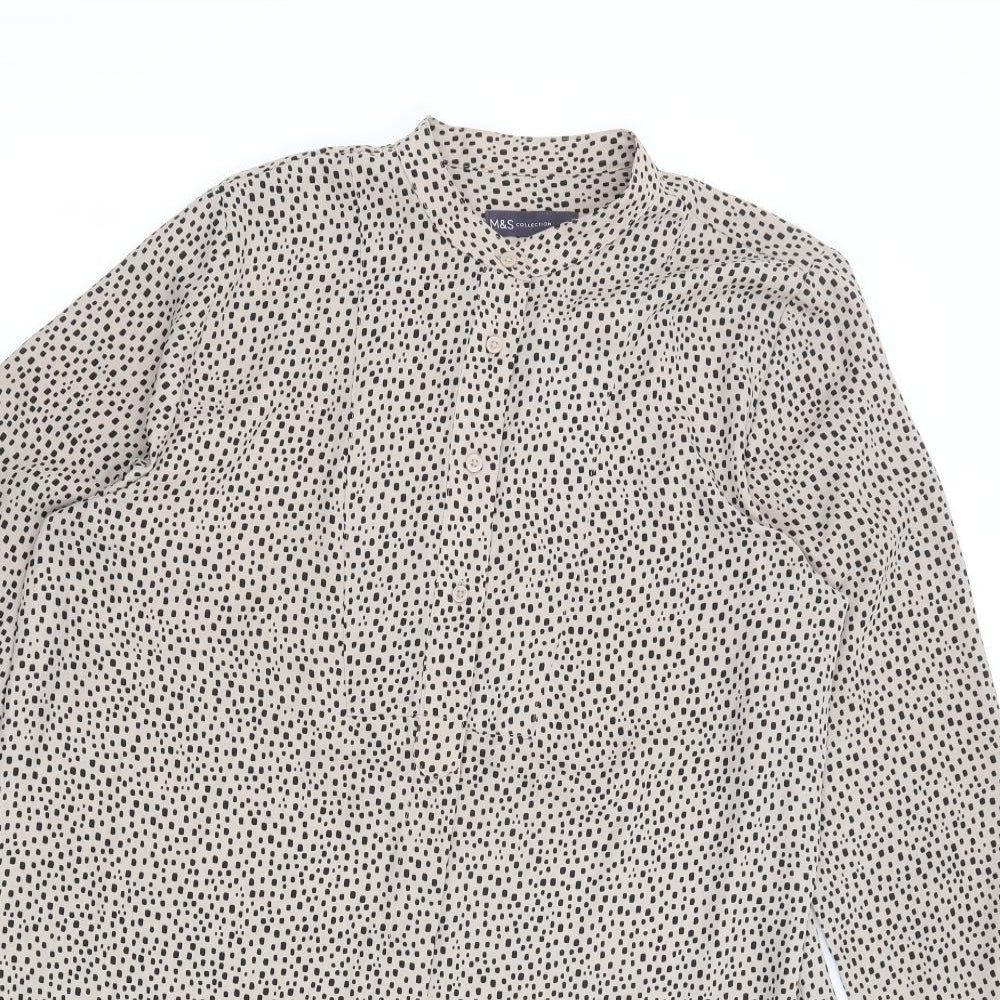 Womens UK Size 14 Marks and Spencer Beige Basic Button-Up