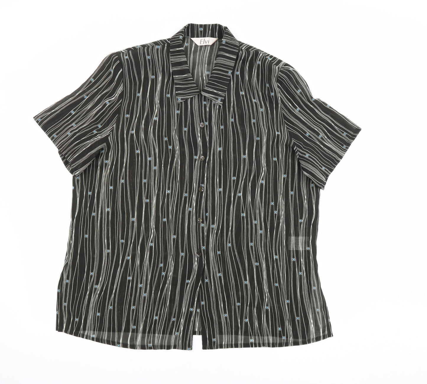 Womens UK Size 18 ELVI Black Basic Button-Up