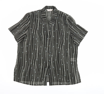 Womens UK Size 18 ELVI Black Basic Button-Up