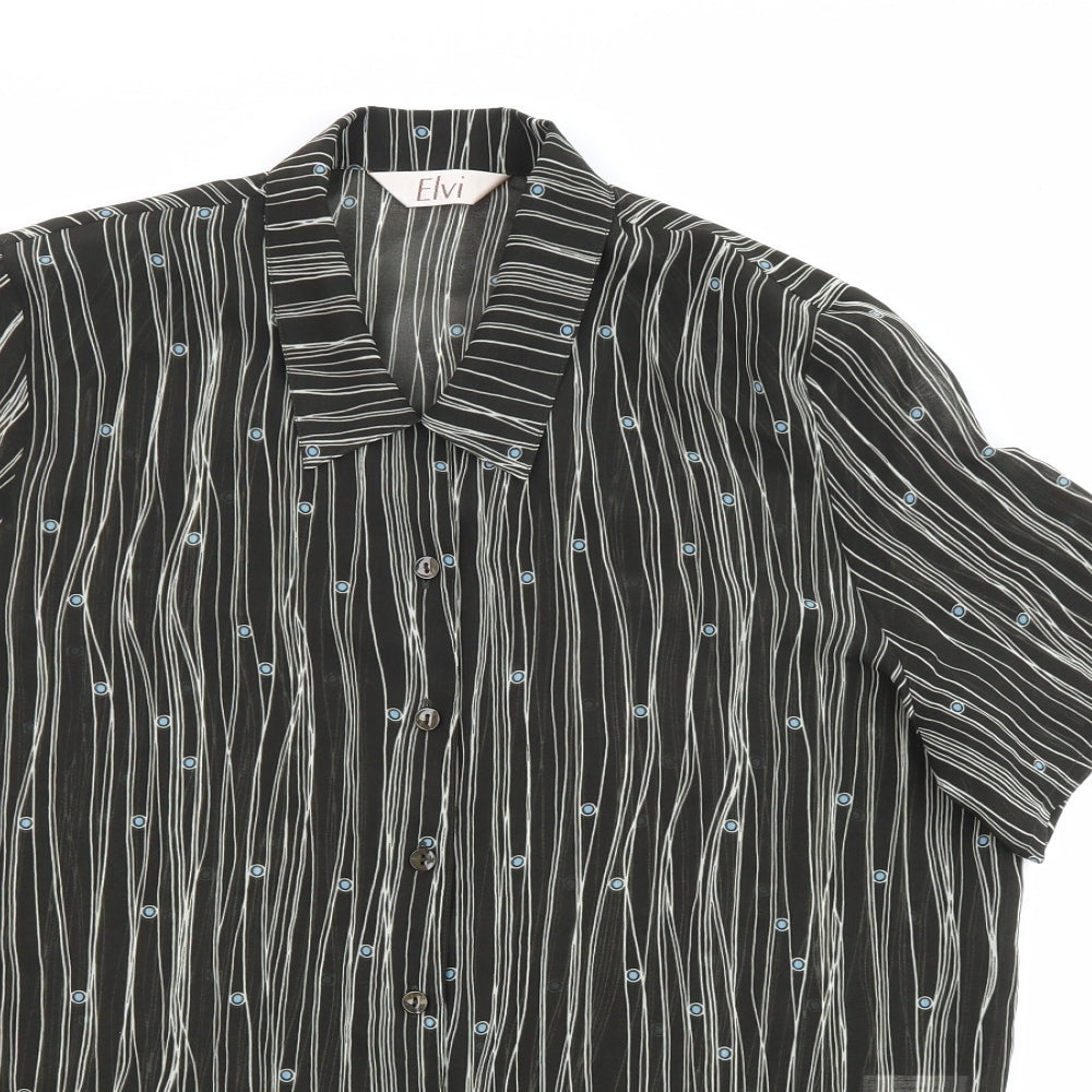 Womens UK Size 18 ELVI Black Basic Button-Up