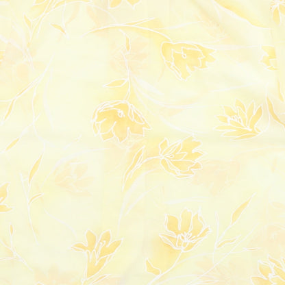 Angelo Vincits Womens Yellow Floral Polyester Basic Button-Up Size 18 Collared - Sheer