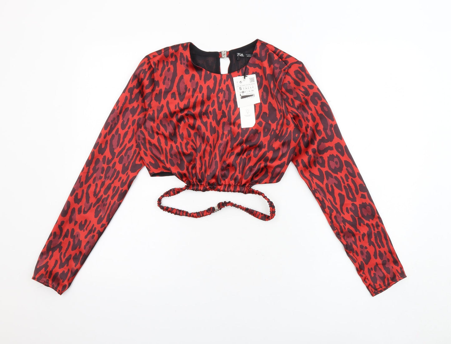 Womens UK Size S Zara Red Cropped Blouse