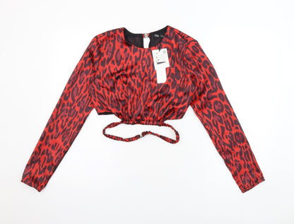 Womens UK Size S Zara Red Cropped Blouse