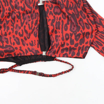 Womens UK Size S Zara Red Cropped Blouse