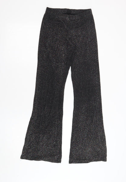 Urban Outfitters Womens Black Polyamide Trousers Size S L30.5 in Regular - Elasticated Waist Sparkle Sheer
