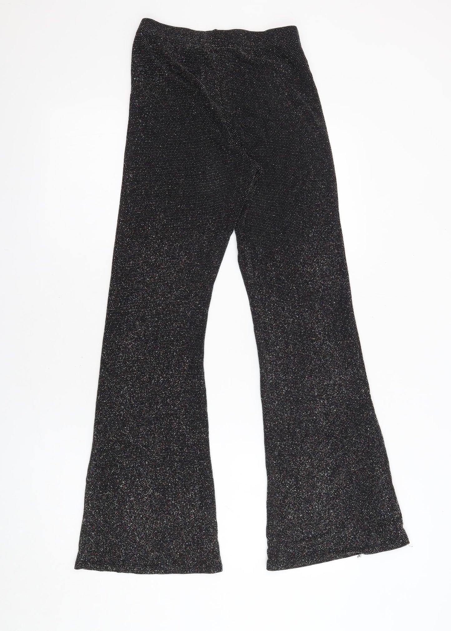 Urban Outfitters Womens Black Polyamide Trousers Size S L30.5 in Regular - Elasticated Waist Sparkle Sheer