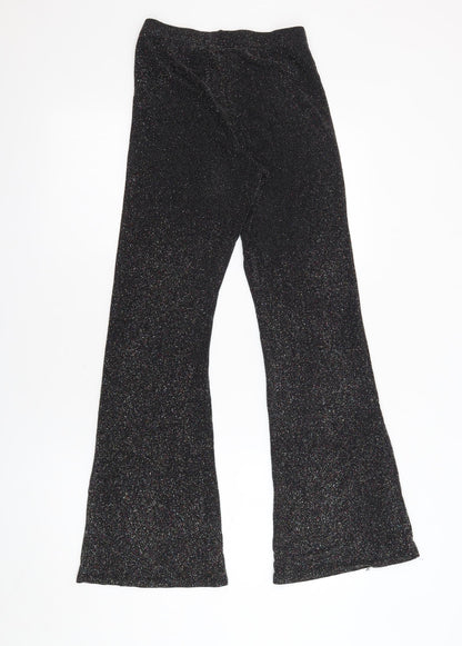 Urban Outfitters Womens Black Polyamide Trousers Size S L30.5 in Regular - Elasticated Waist Sparkle Sheer